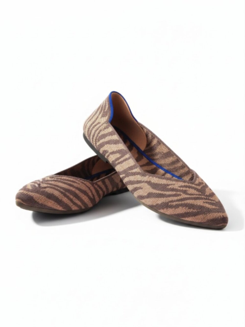 Rothy’s The Point Flats Womens 8W Wide Gray Zebra Knit Slip On NWT